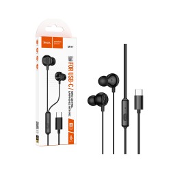 Auscultadores com fio Hoco M117 Victory com Microfone Cabo Type-C de 1,2m Preto